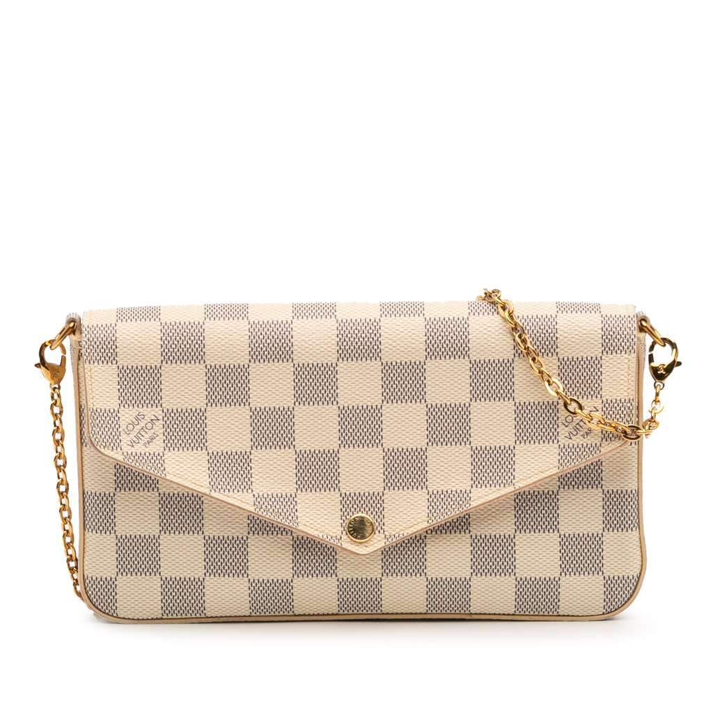 Louis Vuitton Damier Azur Pochette Felicie White Good - Front View