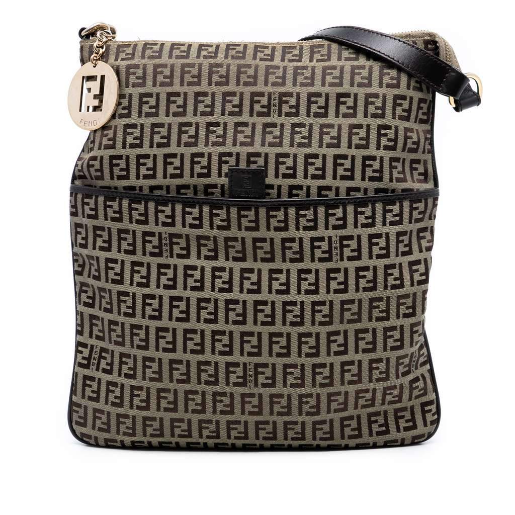 Fendi Zucchino Canvas Crossbody Brown Canvas Very good - Front View