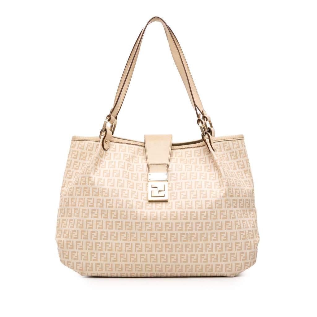 Fendi Zucchino Spalmati Chiusura Tote Brown Canvas Good condition - Front View