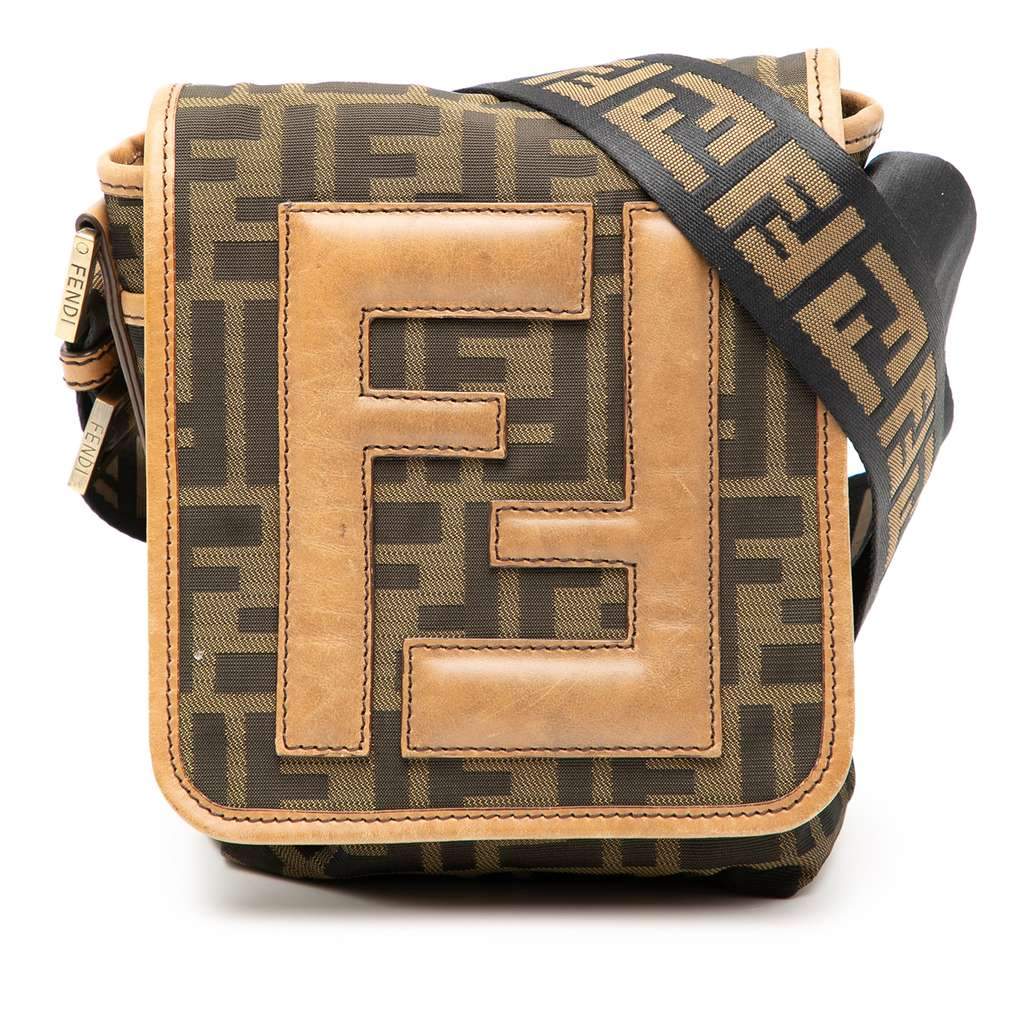 Fendi Mini FF Zucca Canvas Crossbody Brown Canvas Very good - Front View