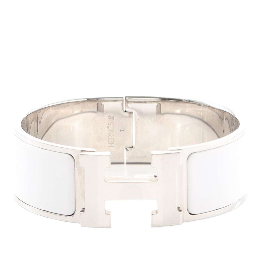 Hermès Wide Enamel Clic Clac H Bracelet PM White Very good condition - Front View