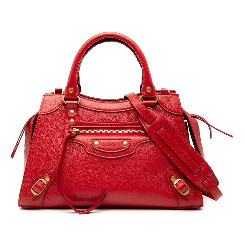 Balenciaga Small Grained Calfskin Motocross Neo Classic City Satchel Red Leather Very good condition - Front View