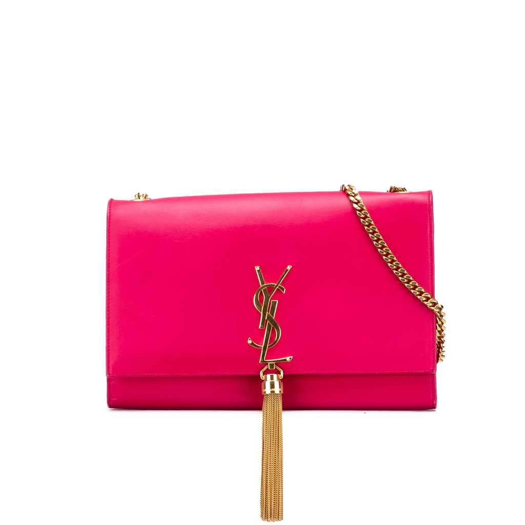 Saint Laurent Medium Smooth Calfskin Classic Monogram Kate Tassel Crossbody Pink Leather Very good condition - Front View