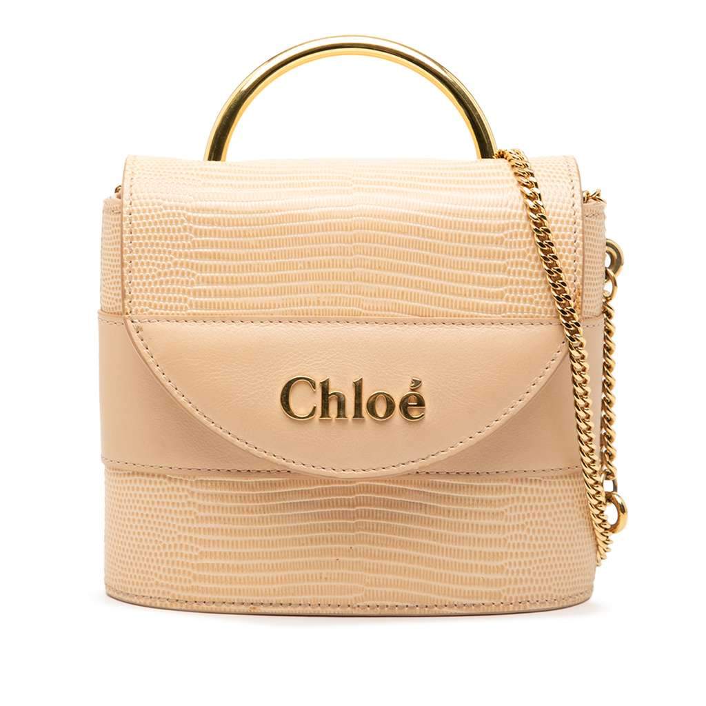 Chloé Lizard Embossed Leather Aby Lock Satchel Brown Leather Very good condition - Front View