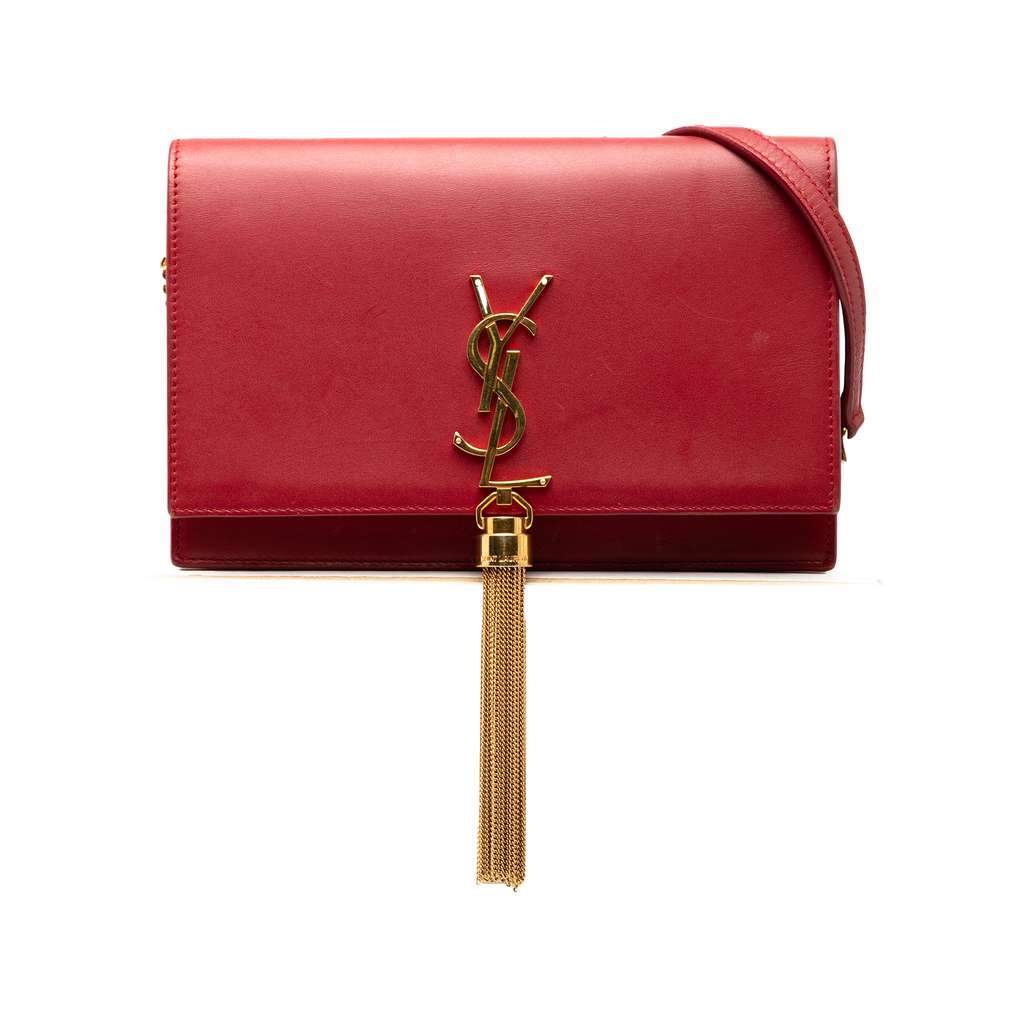 Saint Laurent Smooth Calfskin Monogram Kate Tassel Wallet on Chain Red Leather Very good - Front View