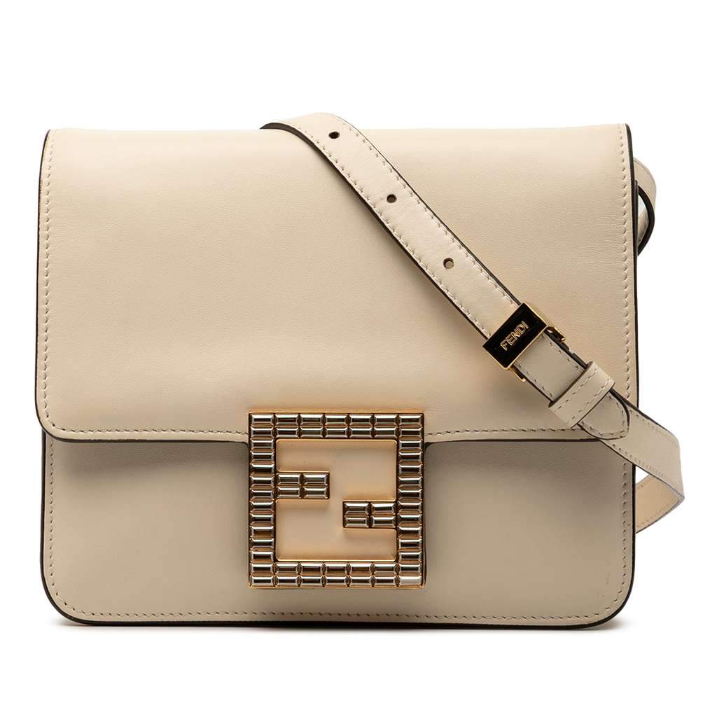 Fendi Leather Crystal Fab Crossbody Brown Leather Good condition - Front View