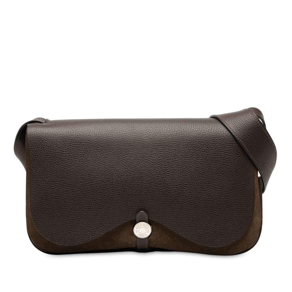 Hermès Vache Liege and Toile Sac Colorado PM Brown Leather Good condition - Front View