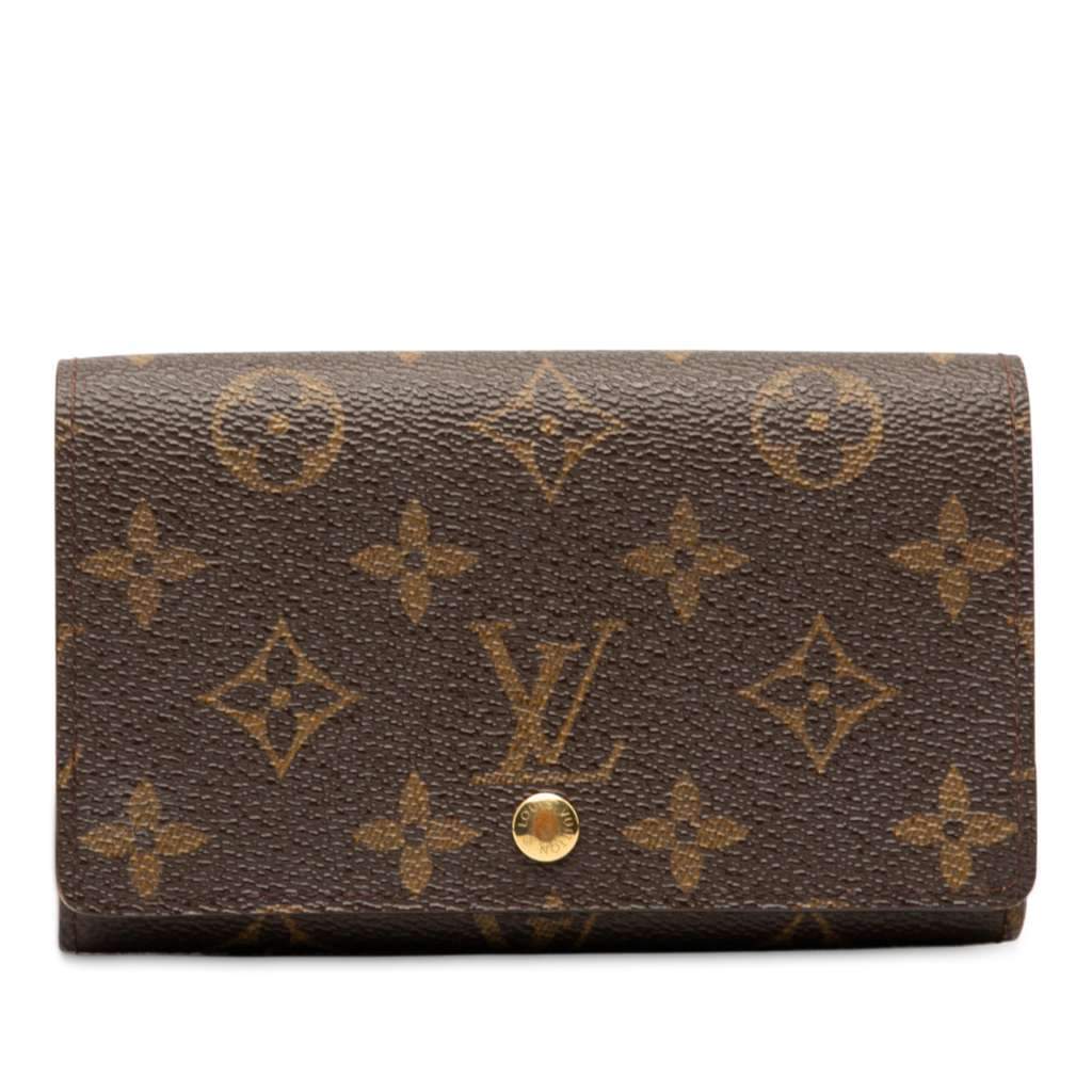 Louis Vuitton Monogram Porte Monnaie Tresor Wallet Brown Good - Front View