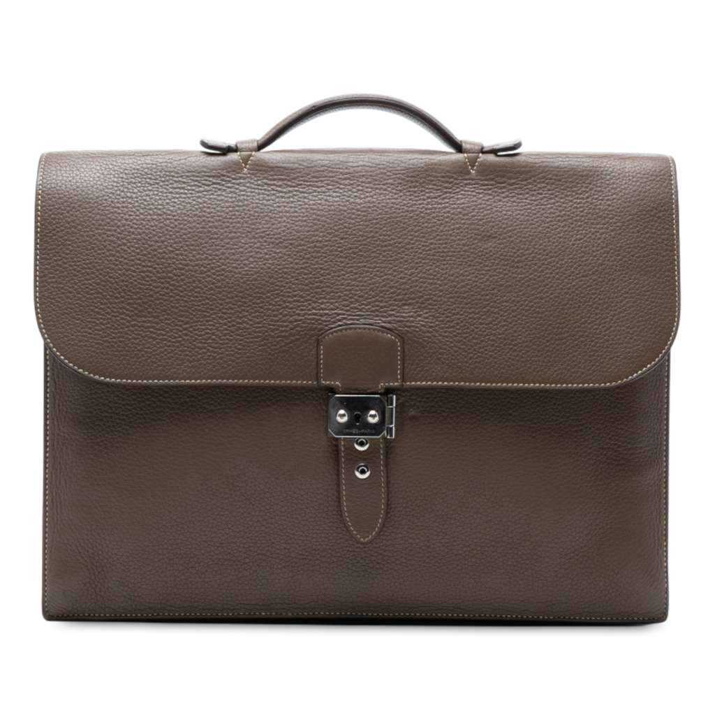 Hermès Togo Sac a Depeches 40 Brown Leather Very good condition - Front View