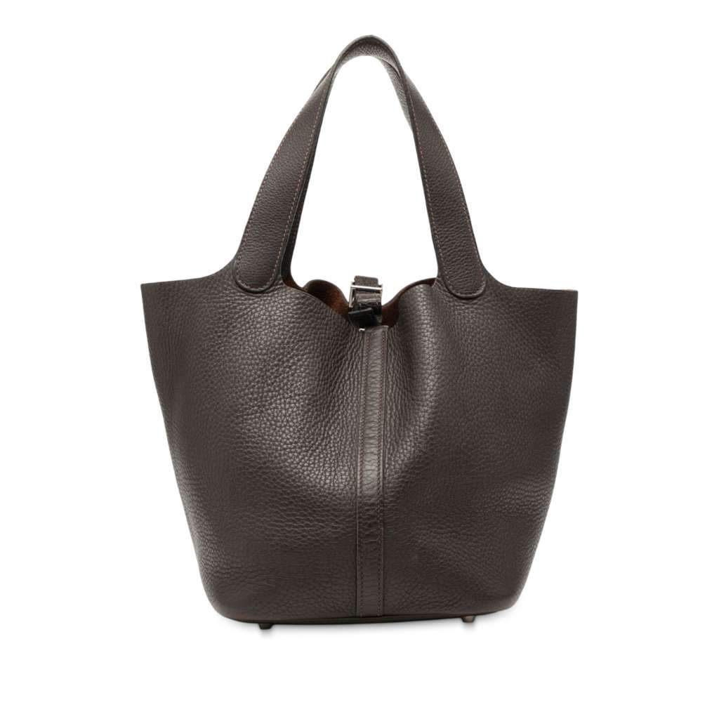 Hermès Clemence Picotin 22 Brown Leather Good condition - Front View