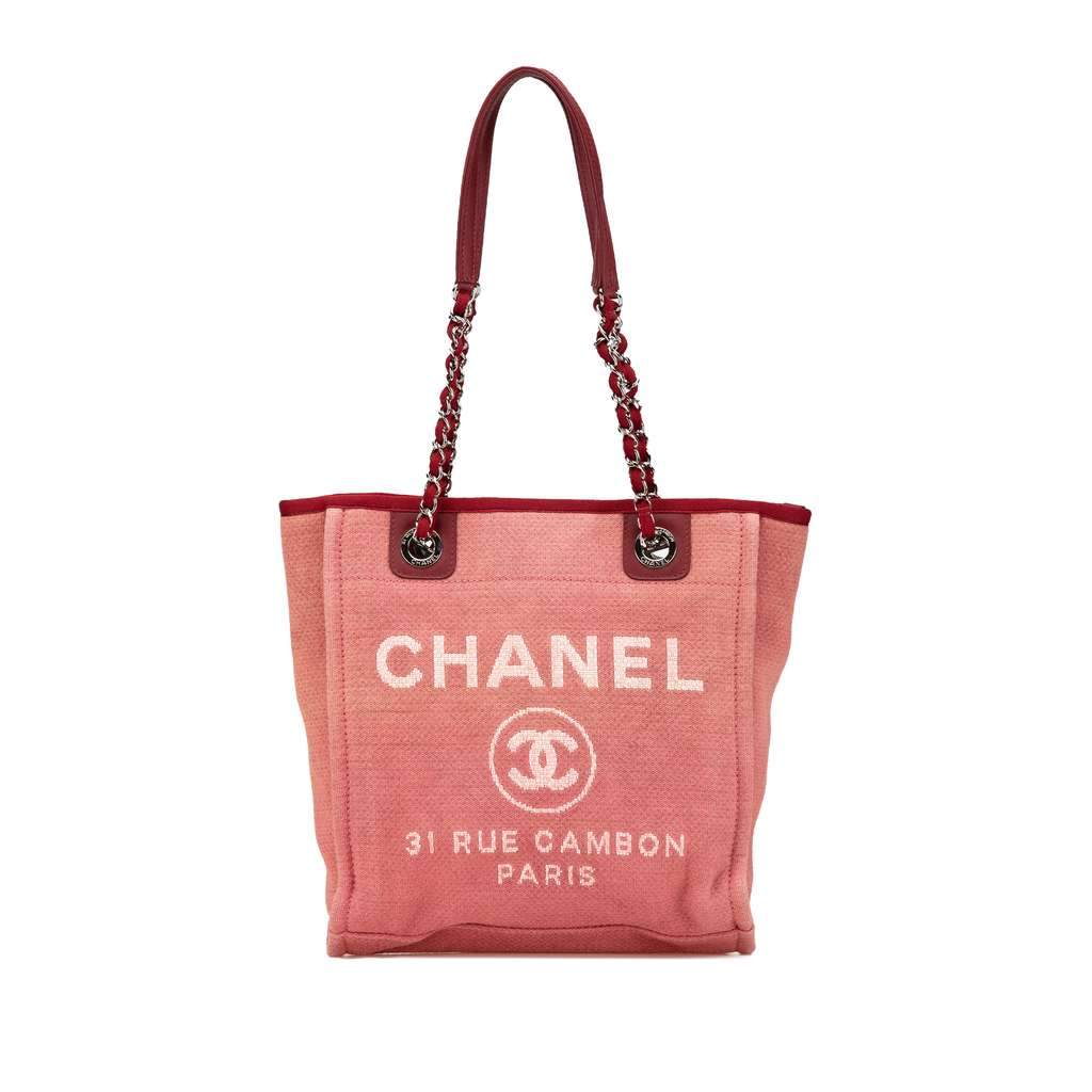 Chanel Mini Mixed Fibers Deauville Tote Red Canvas Very good - Front View
