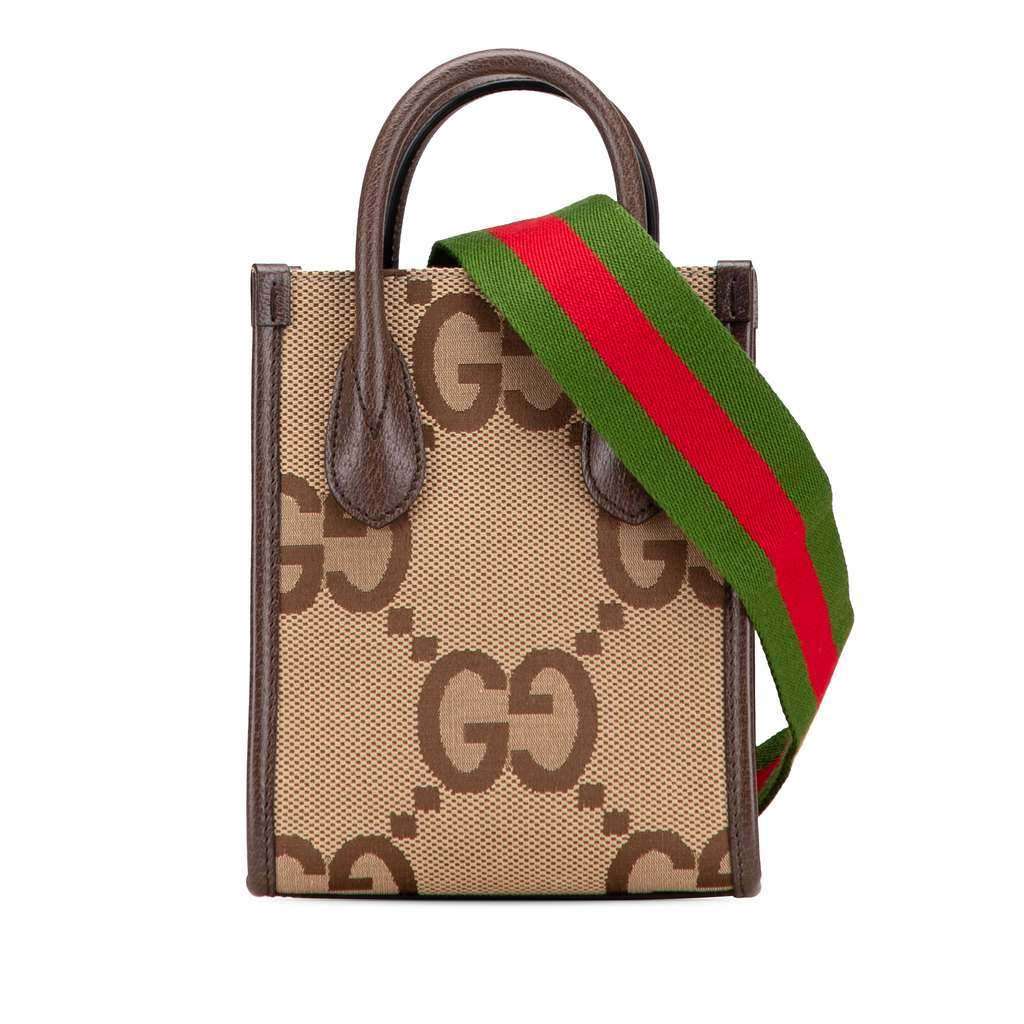 Gucci Mini Jumbo GG Canvas Web Satchel Brown Canvas Very good - Front View
