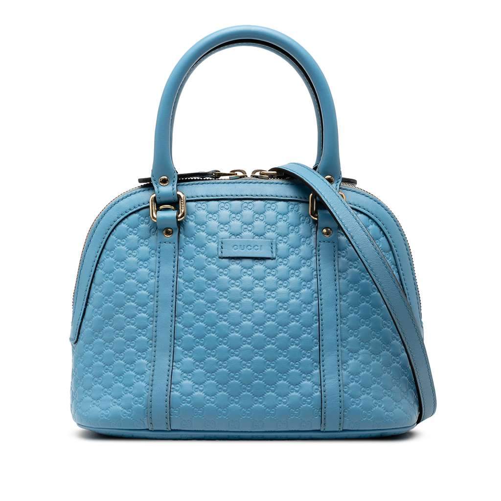 Gucci Mini Microguccissima Dome Satchel Blue Leather Very good - Front View