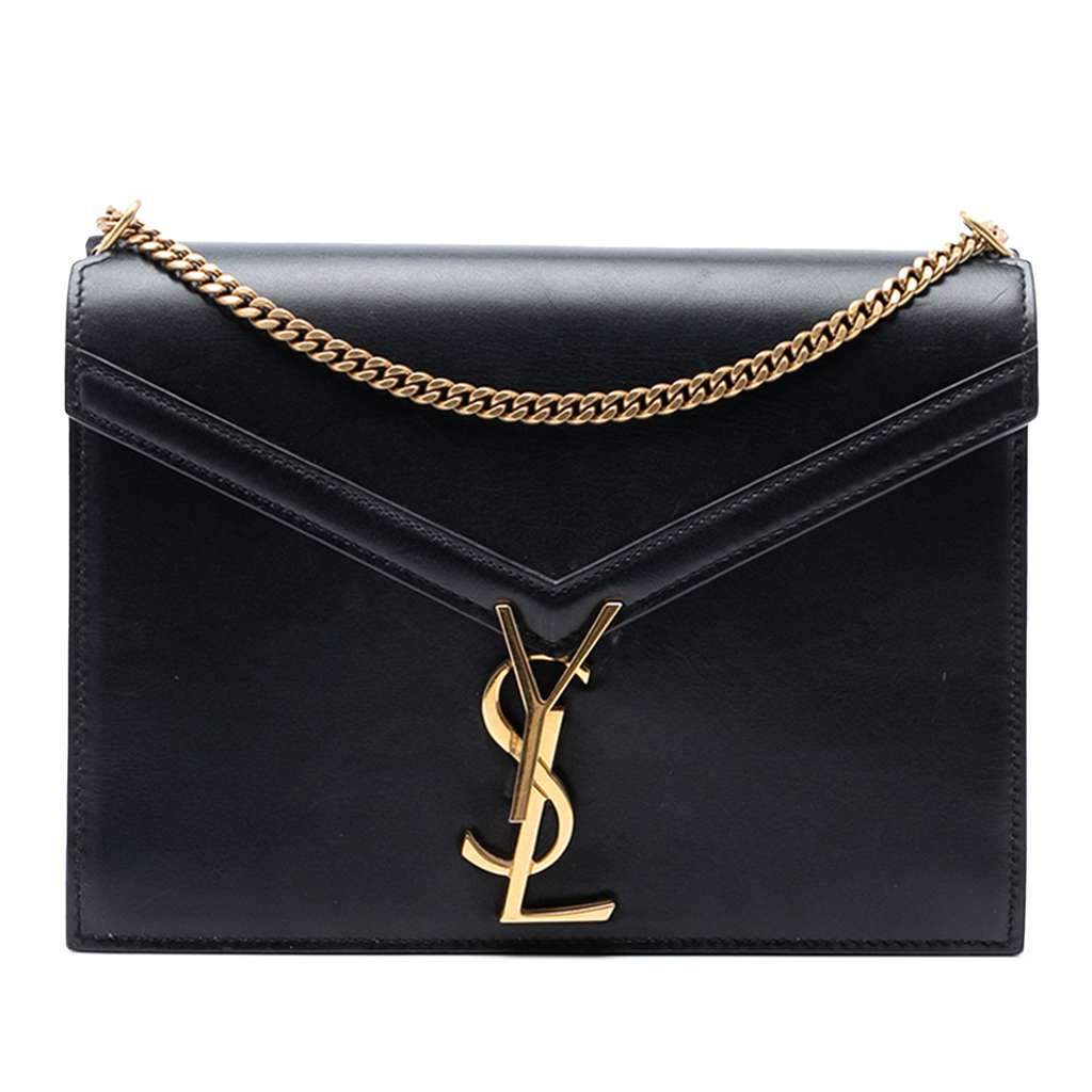 Saint Laurent Smooth Calfskin Monogram Cassandra Clasp Bag Black Leather Good - Front View