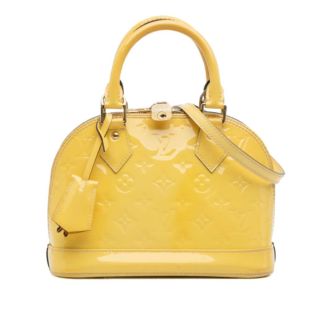 Louis Vuitton Monogram Vernis Alma BB Yellow Leather Very good condition - Front View