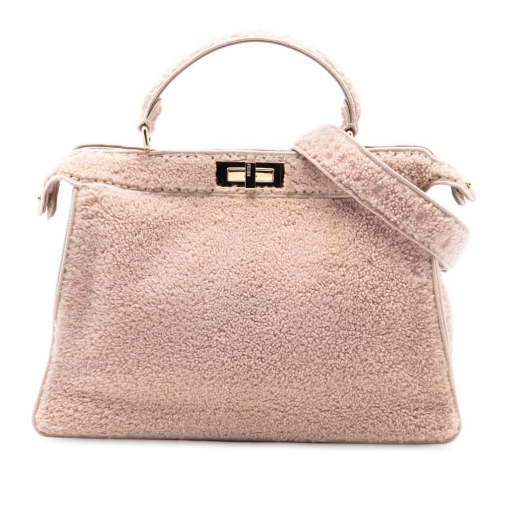 Fendi Large Shearling Peekaboo ISeeU Satchel Pink Very good - Front View
