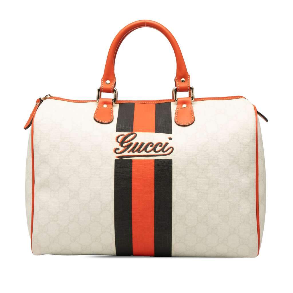 Gucci GG Supreme Joy Web Boston White Canvas Good - Front View