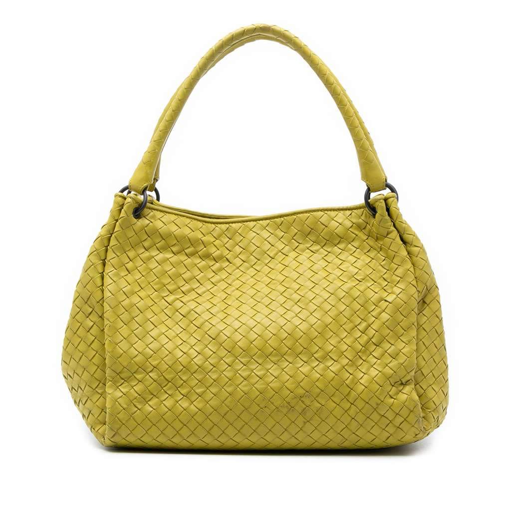 Bottega Veneta Nappa Intrecciato Parachute Tote Yellow Leather Good - Front View