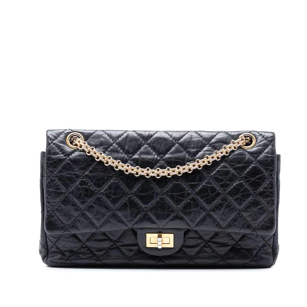 Chanel Reissue 2.55 Aged Calfskin Double Flap 226 Black Leather Good condition - Front View