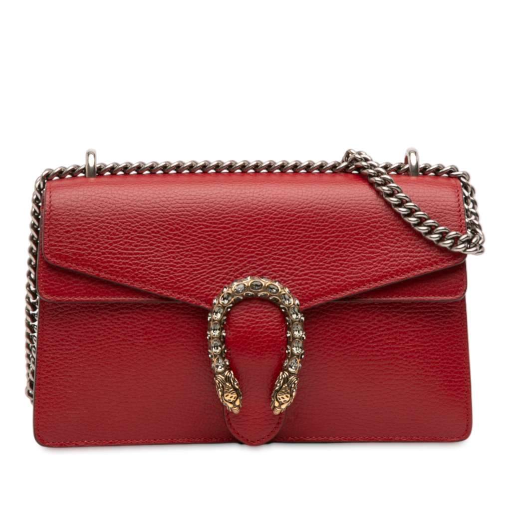 Gucci Small Leather Dionysus Shoulder Bag Red Leather Very good - Front View