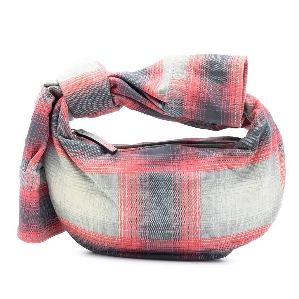 Bottega Veneta Mini Printed Leather Tartan Jodie Grey Leather Very good condition - Front View