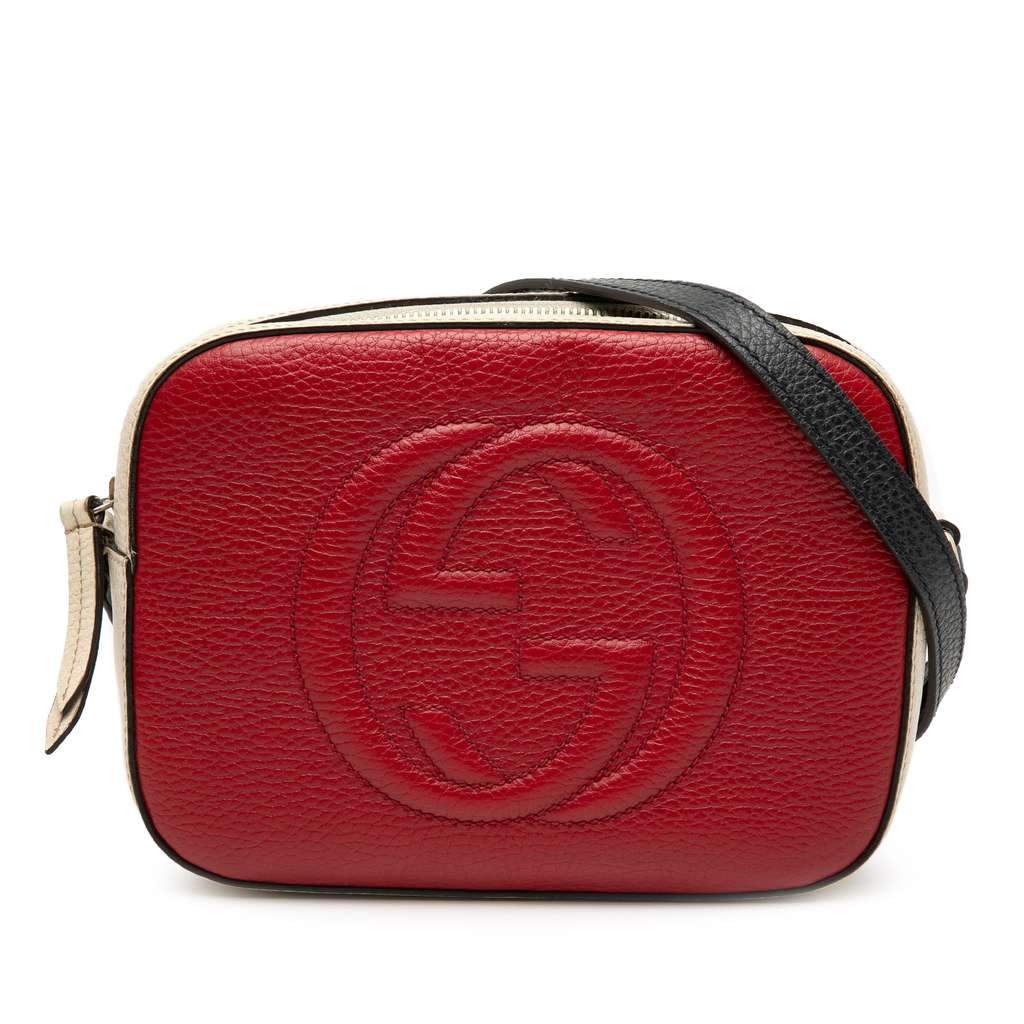 Gucci Small Tricolor Leather Soho Disco Crossbody Red Leather Very good - Front View