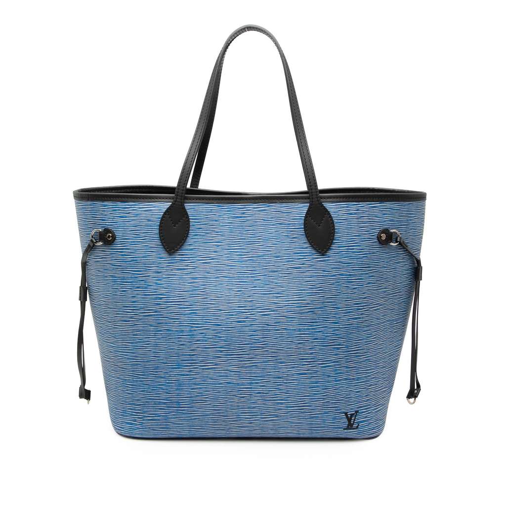 Louis Vuitton Epi Denim Neverfull MM Blue Leather Very good - Front View
