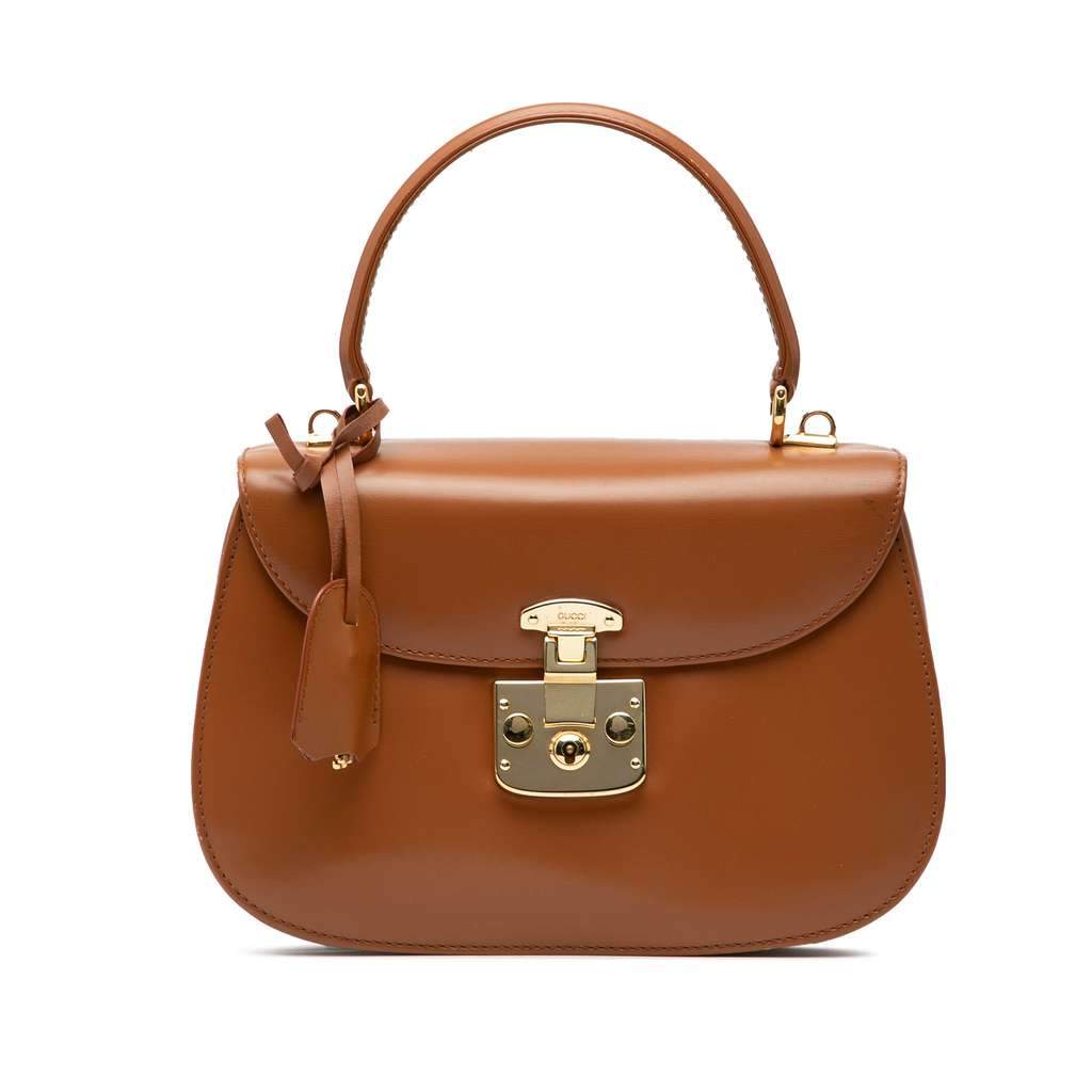 Gucci Smooth Calfskin Lady Lock Satchel Brown Leather Very good condition - Front View