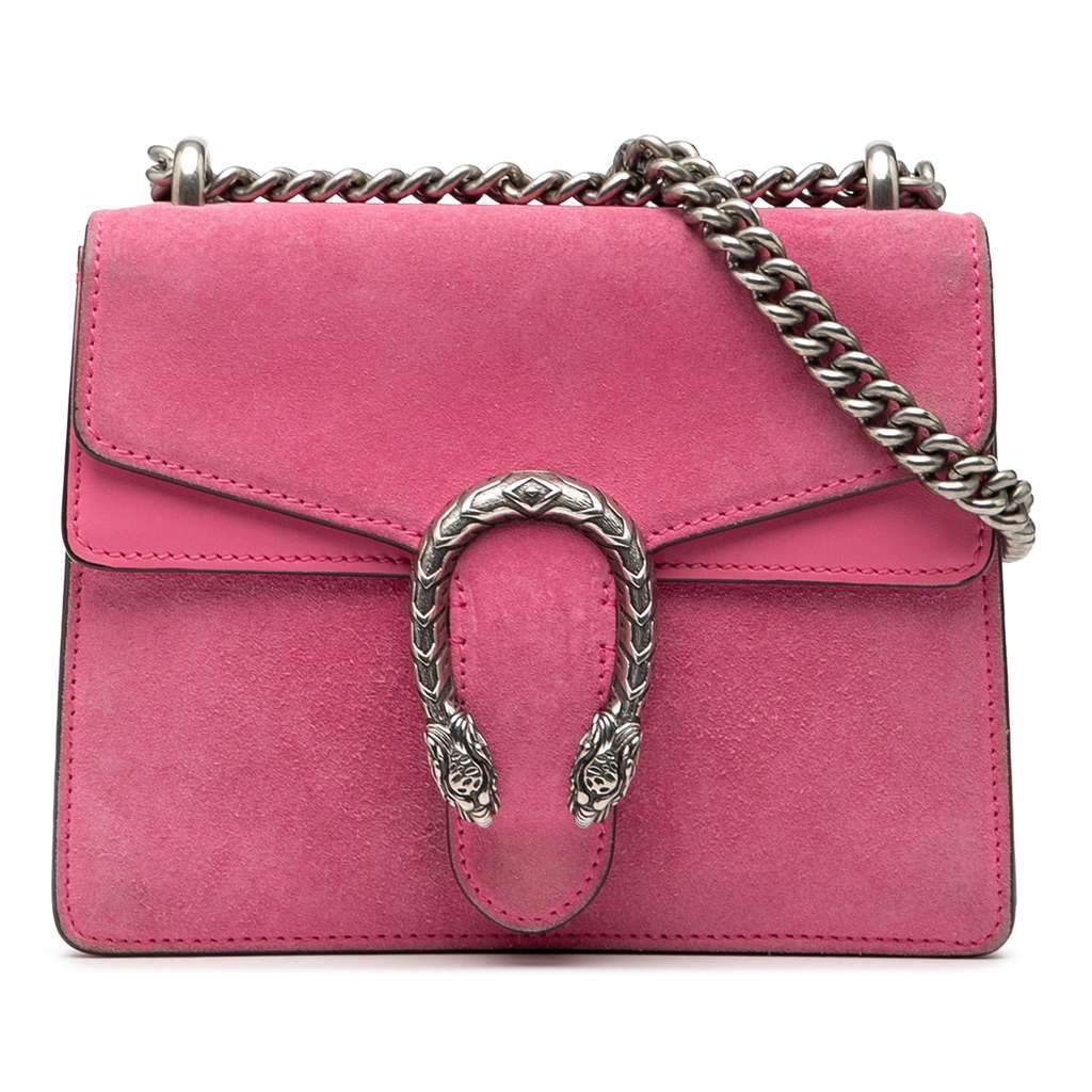 Gucci Small Suede Dionysus Crossbody Pink Leather Very good - Front View