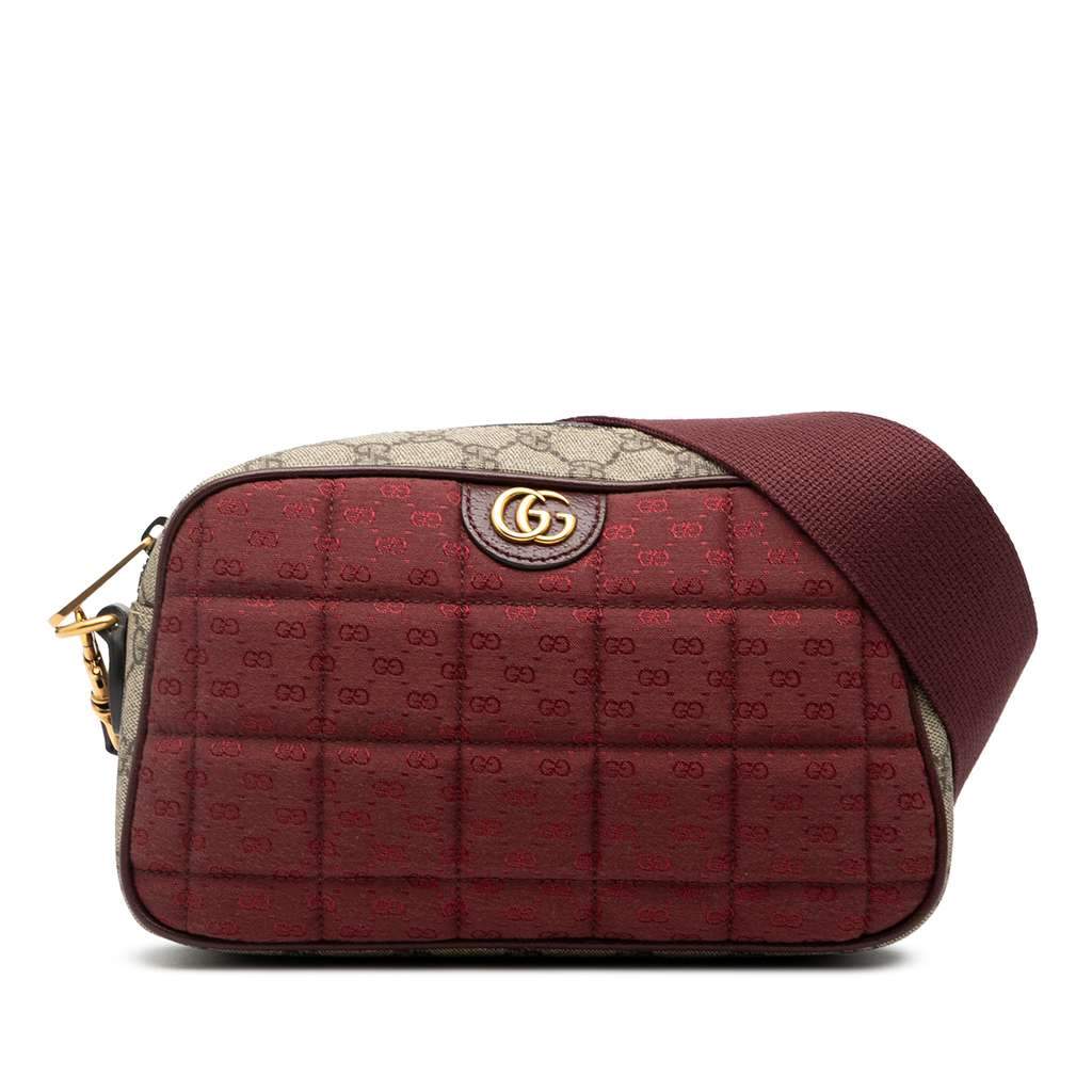 Gucci Small Quilted Mini GG Canvas and GG Supreme Double G Crossbody Red Canvas Very good - Front View