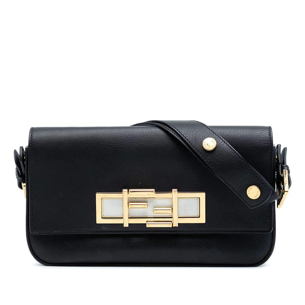 Fendi Leather 3Baguette Shoulder Bag Black Leather Very good condition - Front View