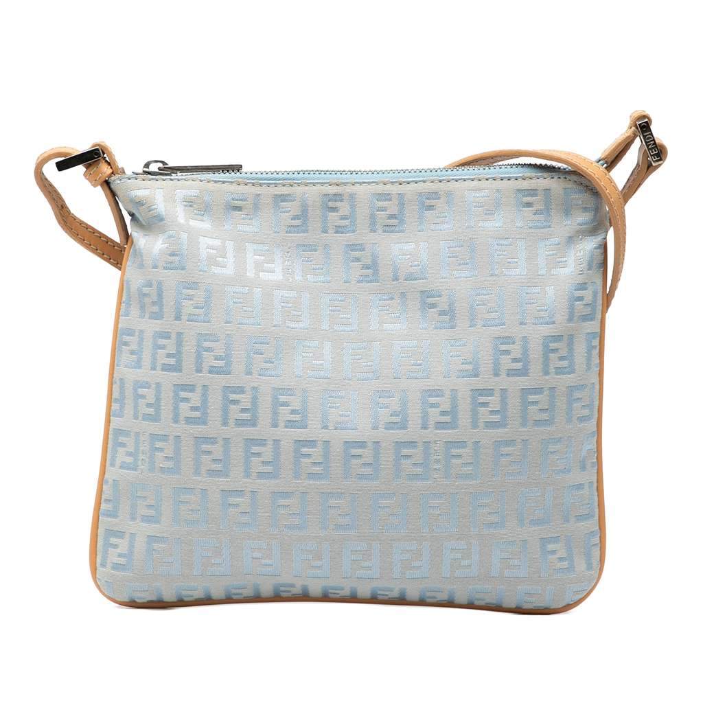 Fendi Zucchino Canvas Crossbody Blue Canvas Very good - Front View