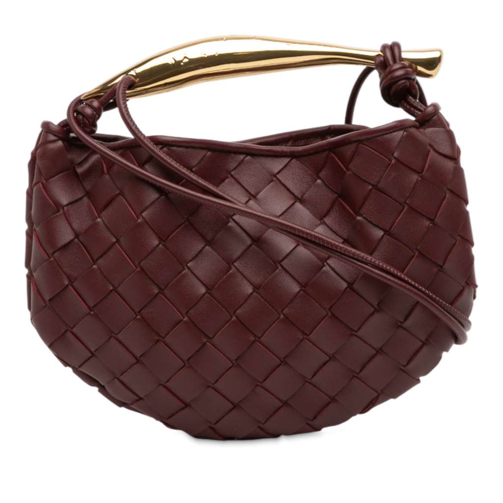 Bottega Veneta Baby Lambskin Intrecciato Sardine Satchel Red Leather Very good condition - Front View