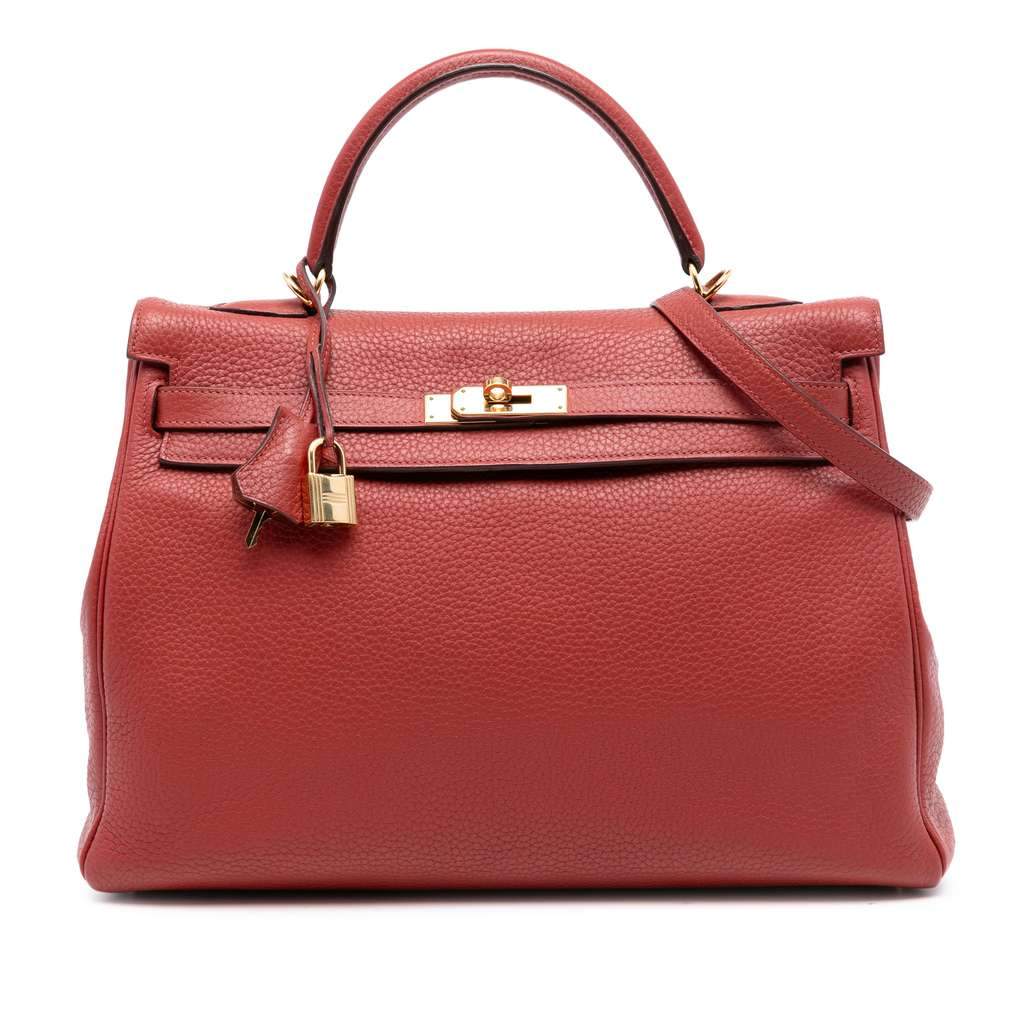 Hermès Togo Kelly II Retourne 35 Red Leather Good condition - Front View
