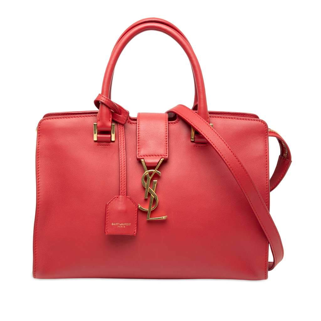 Saint Laurent Baby Leather Monogram Downtown Cabas Satchel Red Leather Very good - Front View