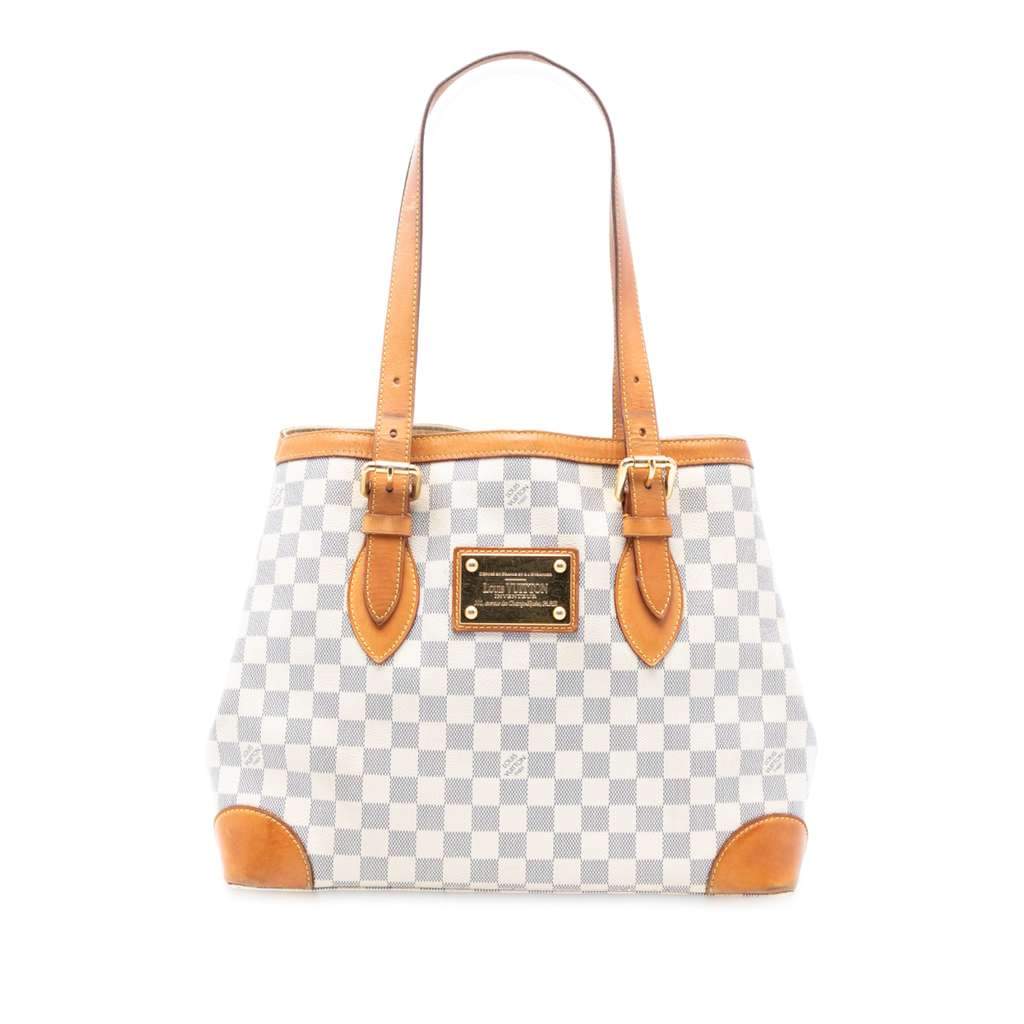 Louis Vuitton Damier Azur Hampstead MM White Good - Front View