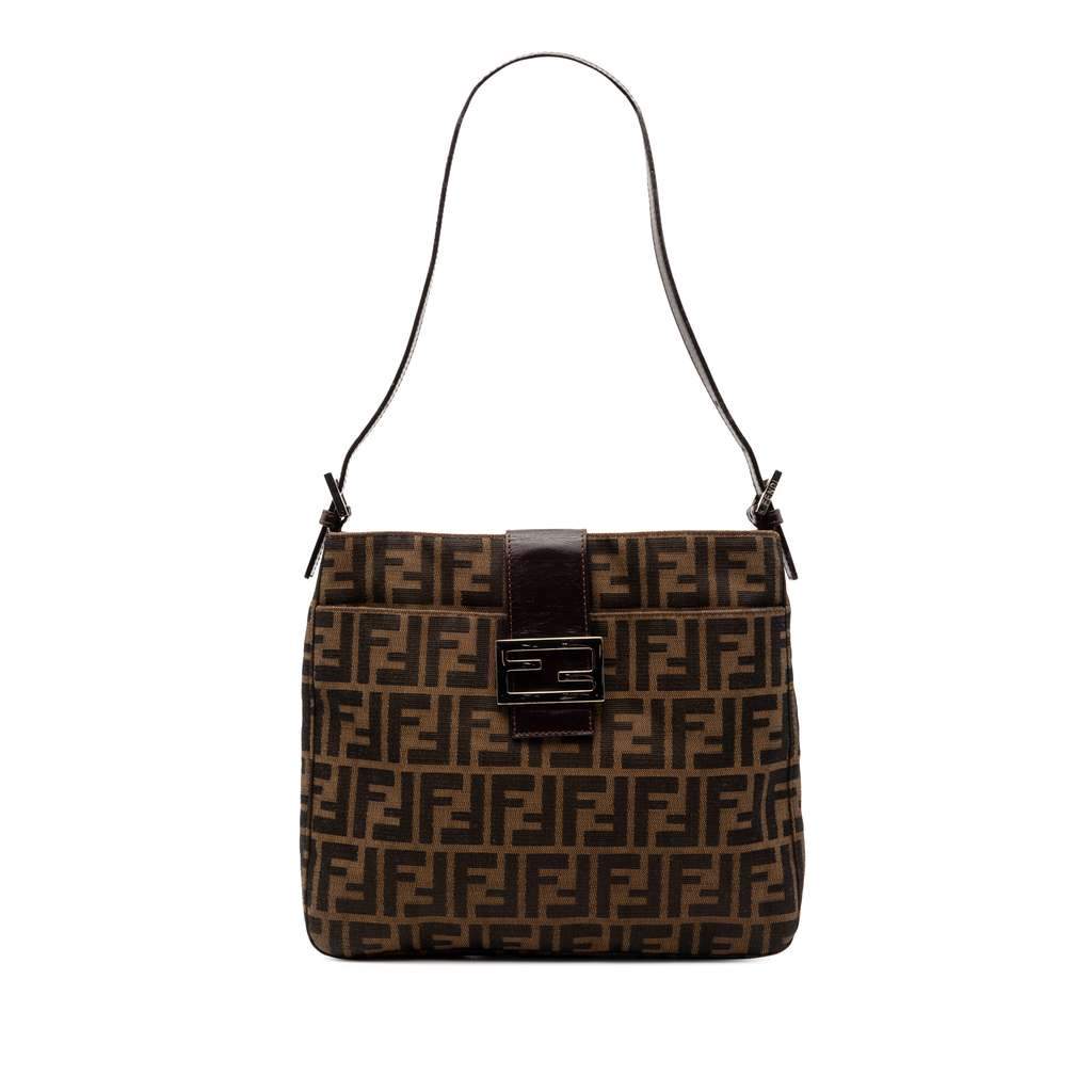 Fendi Zucca Canvas Shoulder Bag Brown Canvas Very good condition - Front View