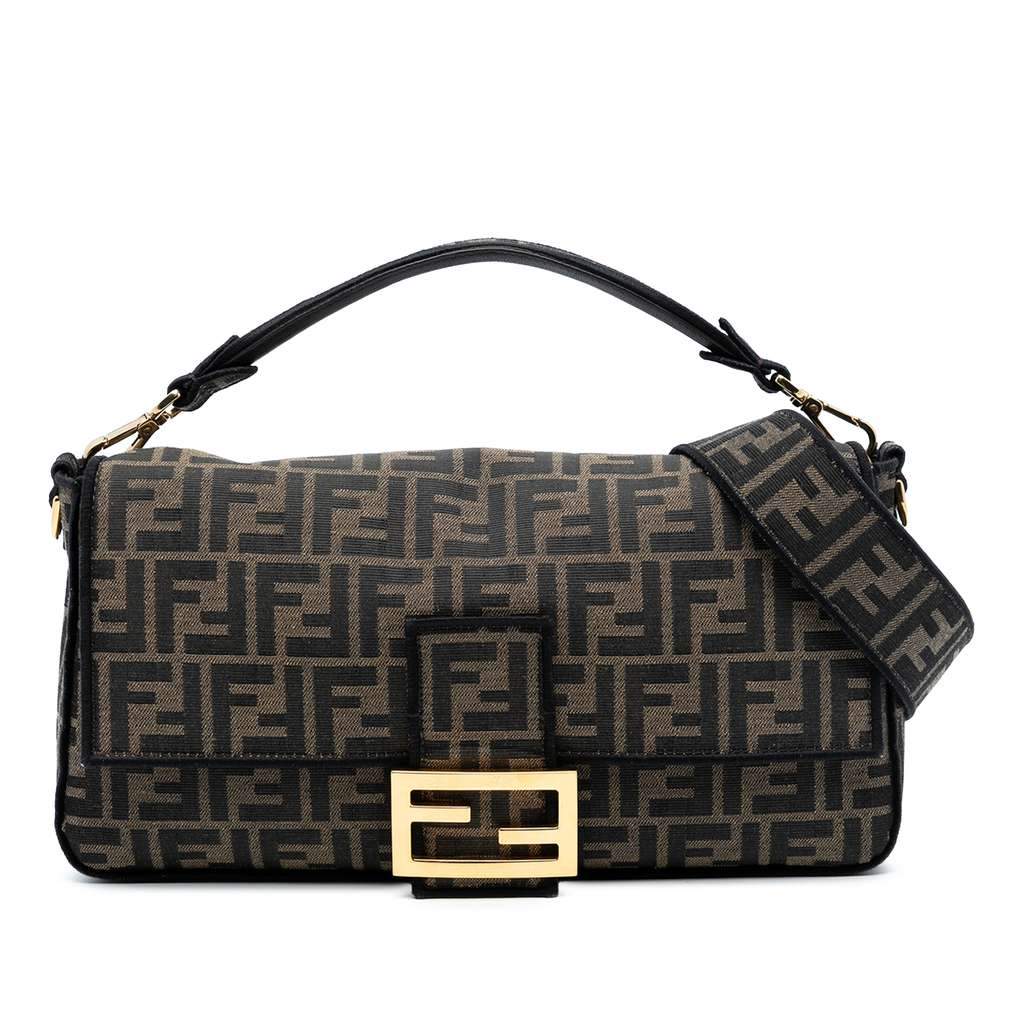 Fendi Large Zucca Canvas Baguette Satchel Brown Canvas Good condition - Front View