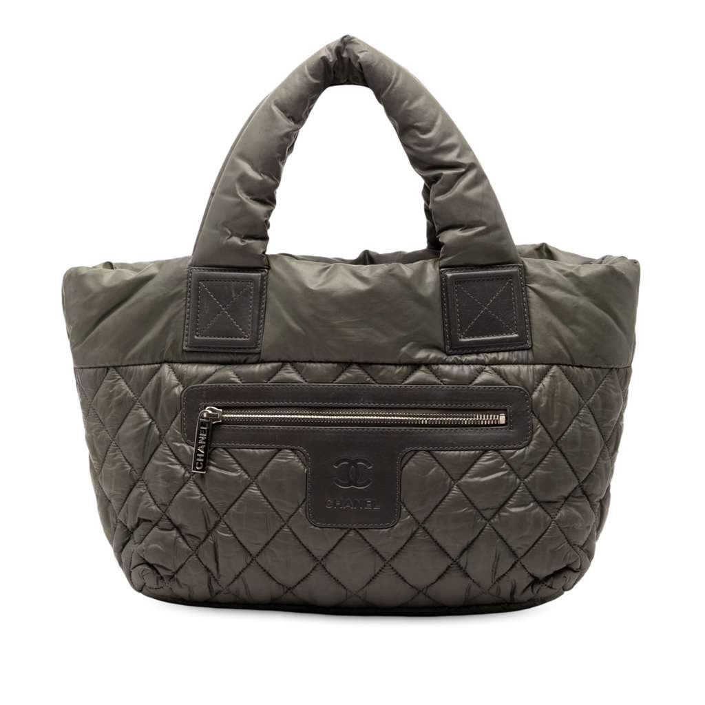 Chanel Small Quilted Nylon Coco Cocoon Tote Green Fair - Front View