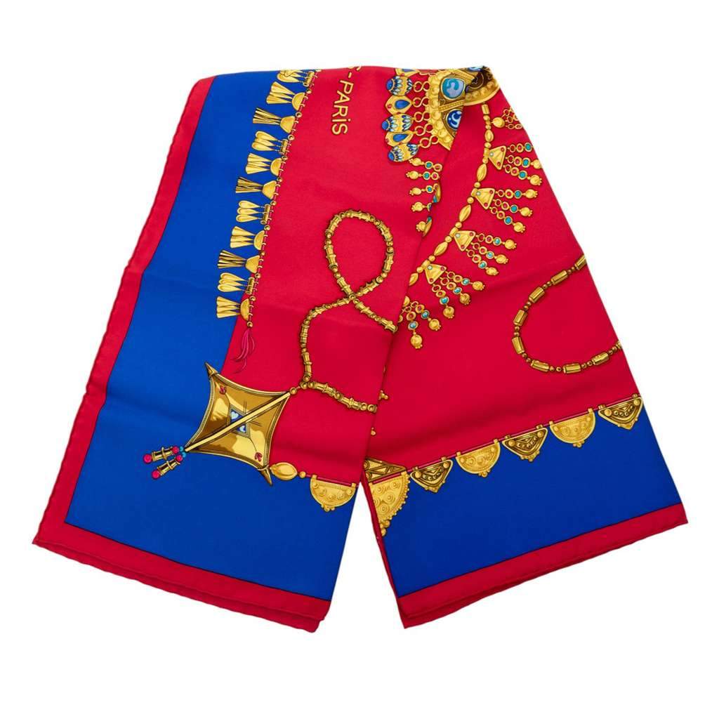 Hermès Parures des Sables Silk Twilly Scarf Red Silk Good condition - Front View