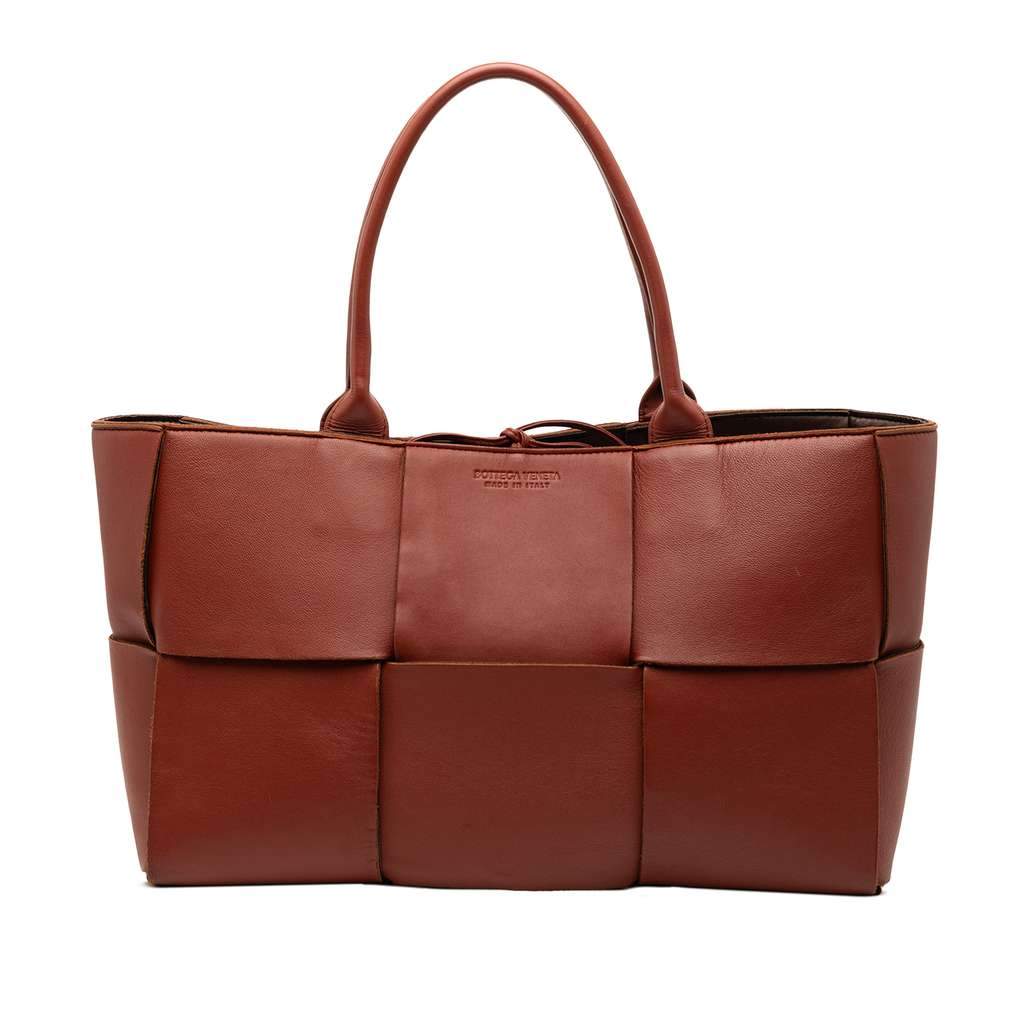 Bottega Veneta Medium Nappa Maxi Intrecciato Arco Tote Brown Leather Very good condition - Front View