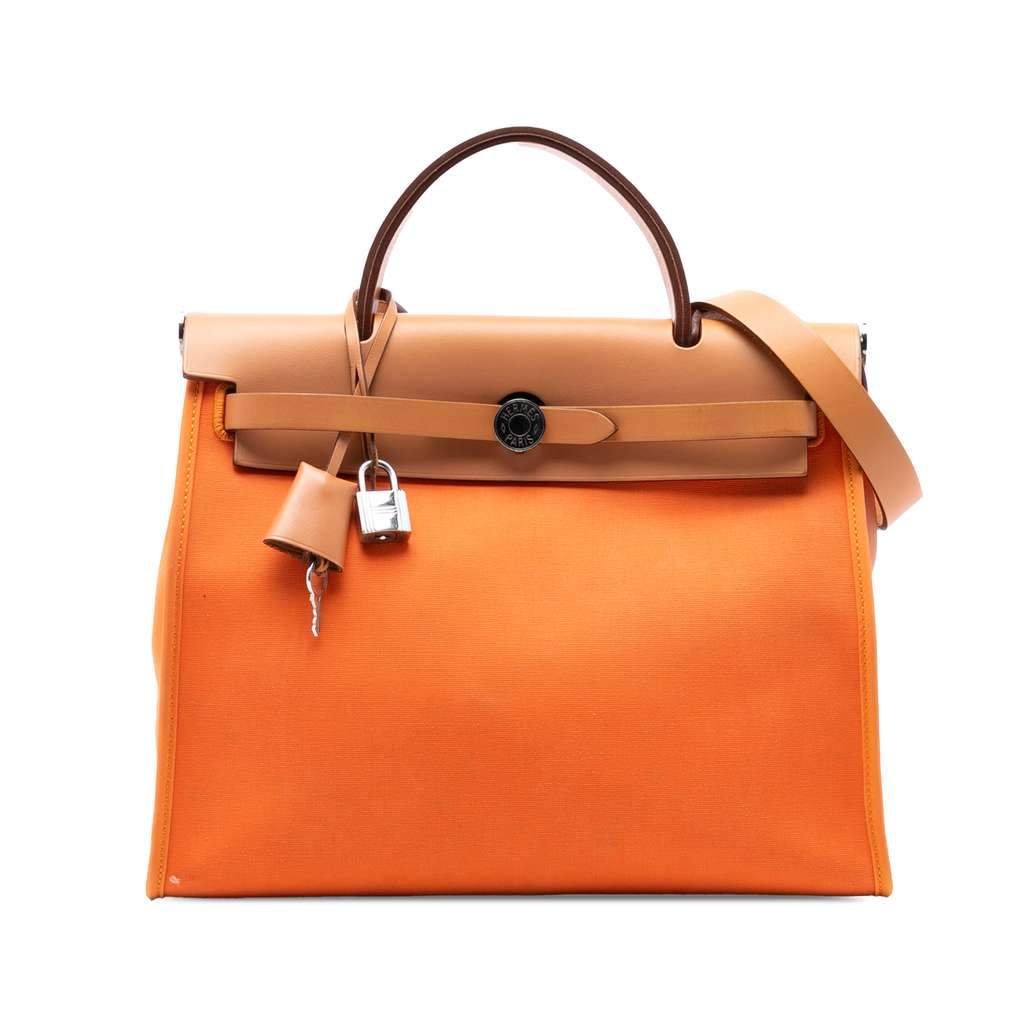 Hermès Toile Herbag Zip 31 Orange Canvas Good condition - Front View