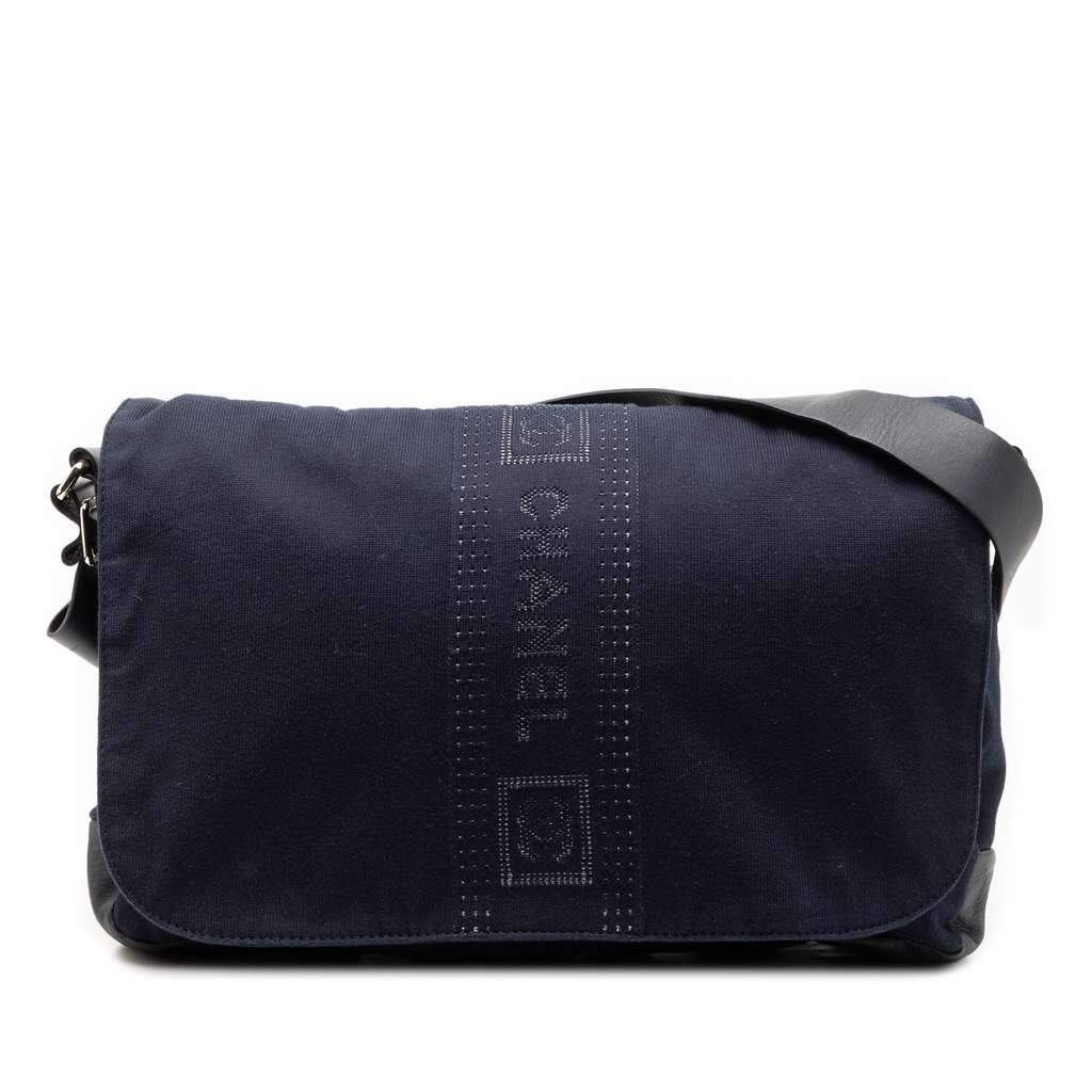 Chanel Canvas Sports Line Logo Messenger Bag Blue Canvas Good condition - Front View