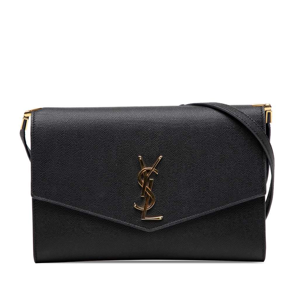 Saint Laurent Mini Grain de Poudre Uptown Crossbody Black Leather Very good - Front View