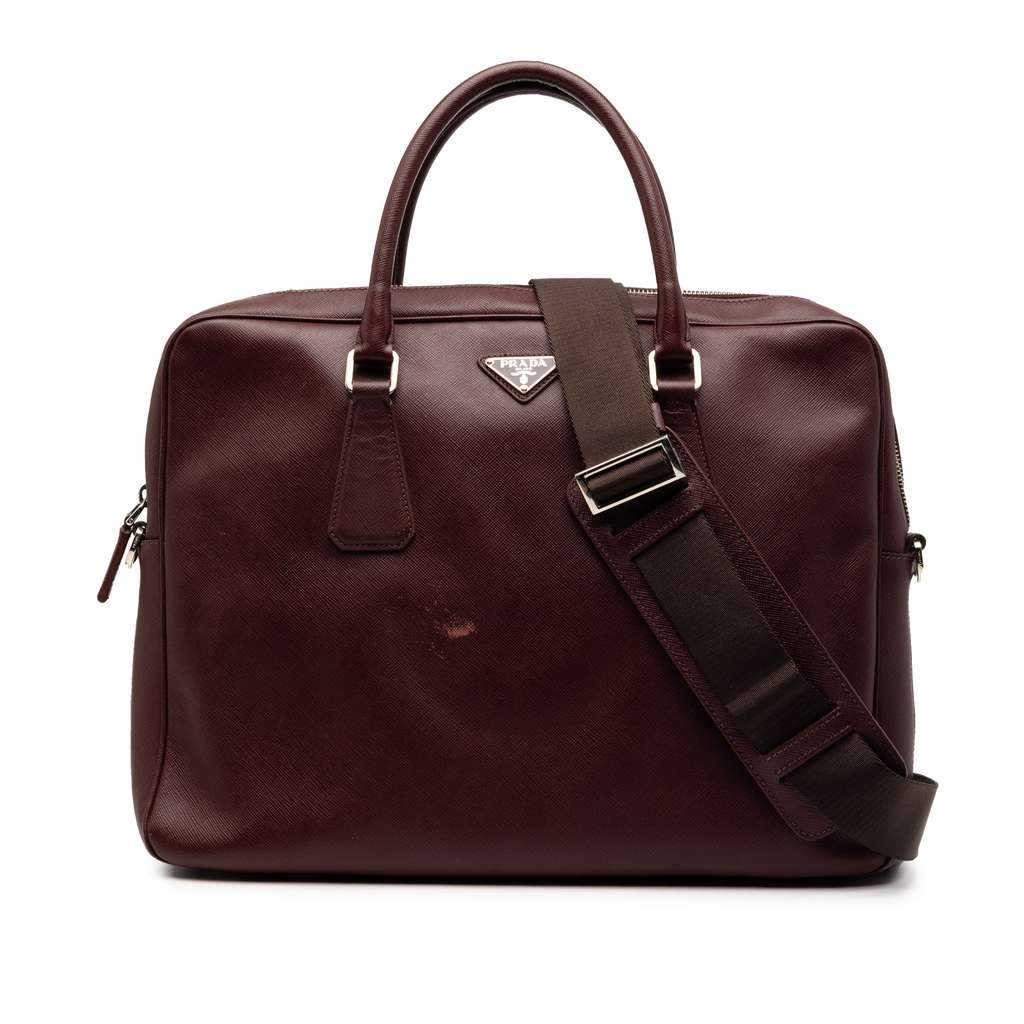 Prada Saffiano Business Bag Red Leather Good condition - Front View
