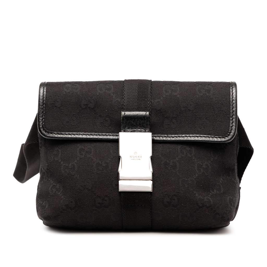 Gucci GG Canvas Belt Bag Black Canvas Very good - Front View