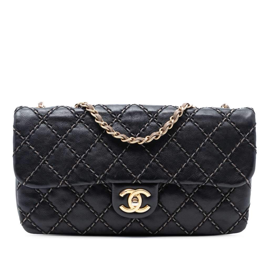 Chanel Paris Dallas Quilted Calfskin Chic Stitch Flap Black Leather Good - Front View