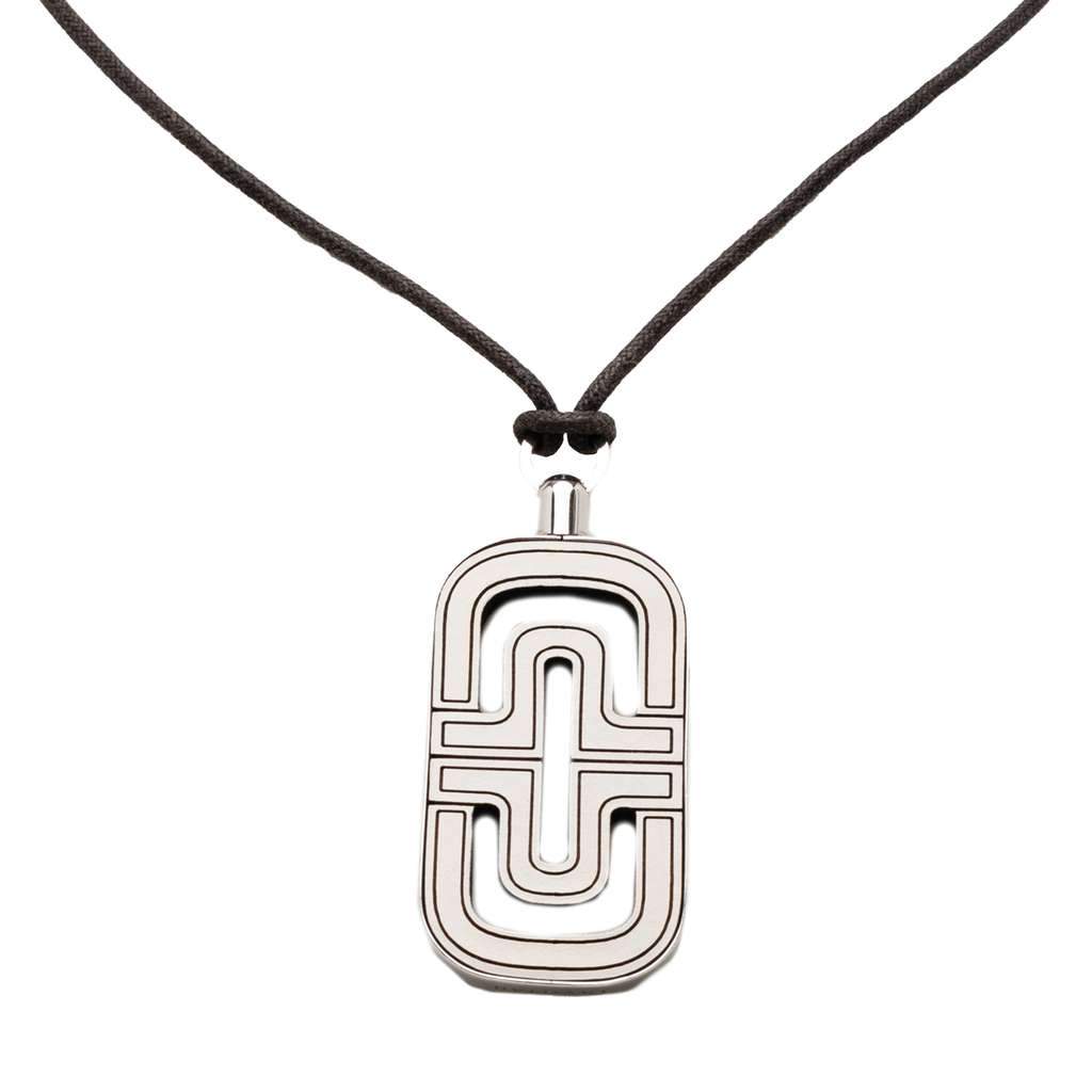 Bvlgari Sterling Silver and Leather Parentesi Pendant Necklace Silver Silver Very good condition - Front View
