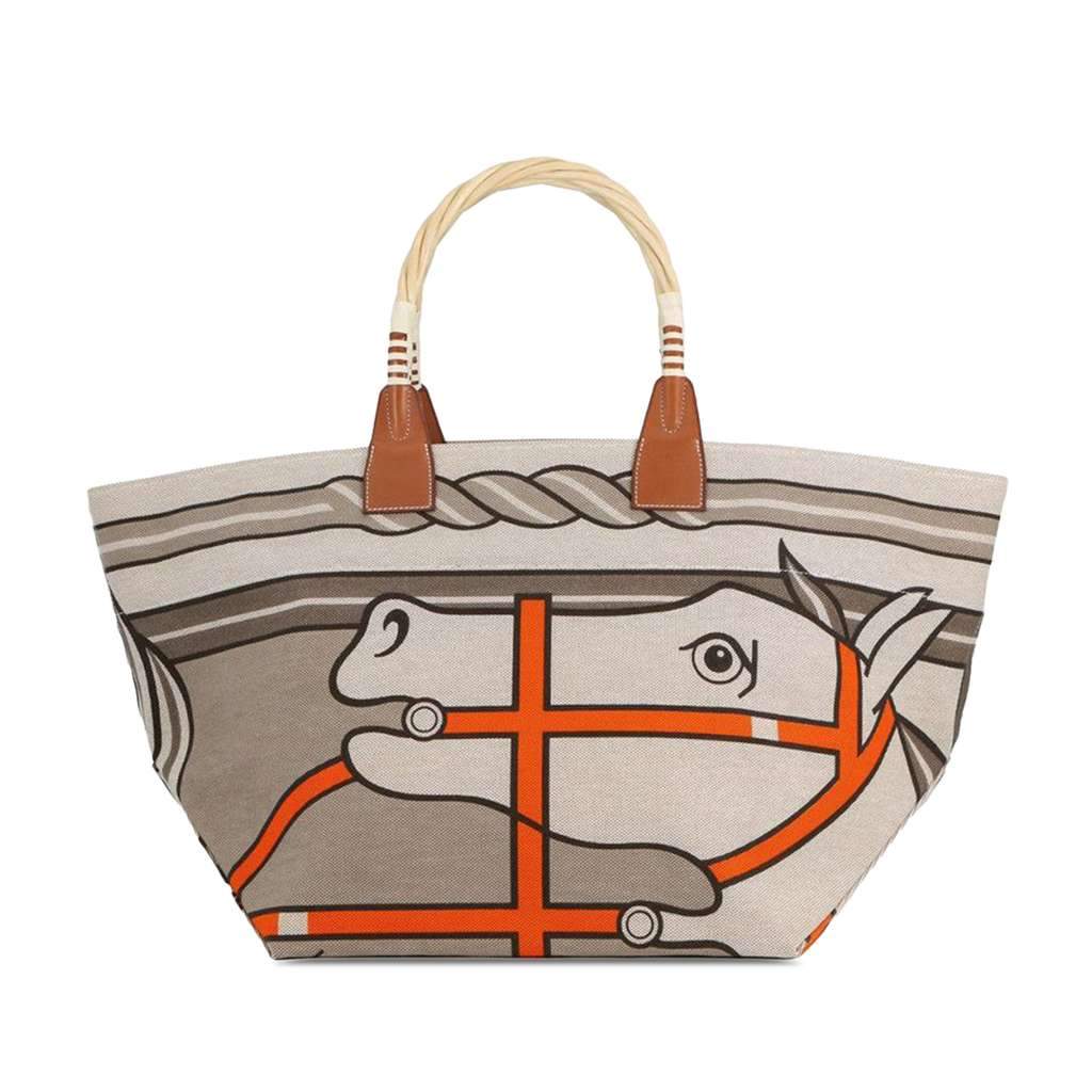 Hermès Toile H Plume Quadrige au Fil Steeple 31 Brown Canvas Good condition - Front View