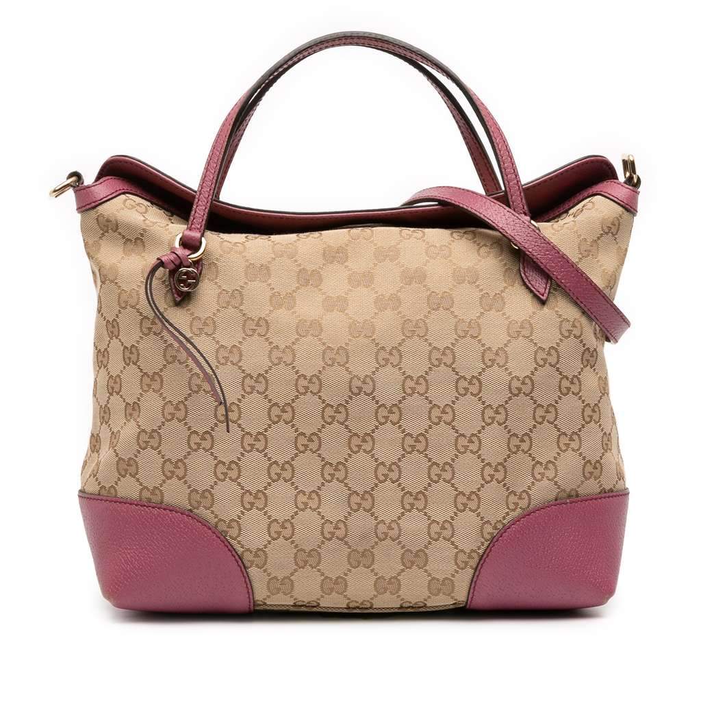 Gucci Medium GG Canvas Bree Satchel Brown Canvas Good - Front View